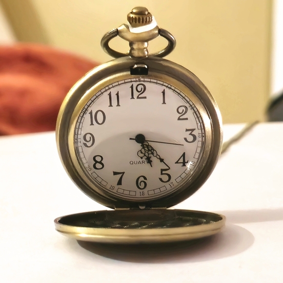 "To My Son" Pocket Watch W/Winder & Long Chain - Picture 5 of 5